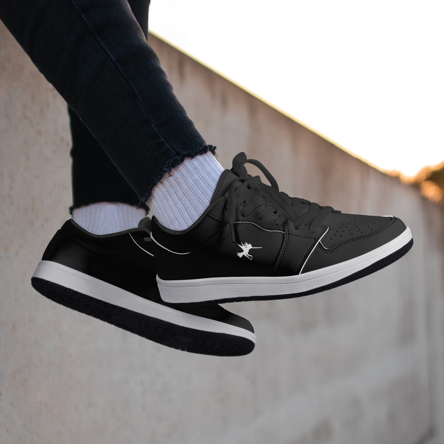 Black Nunchucks Low-Top Leather Sneakers