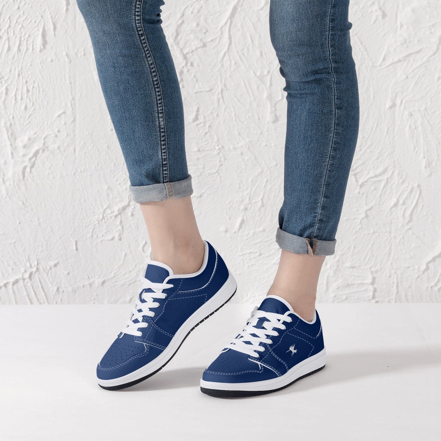 Blue Nunchucks Low-Top Leather Sneakers