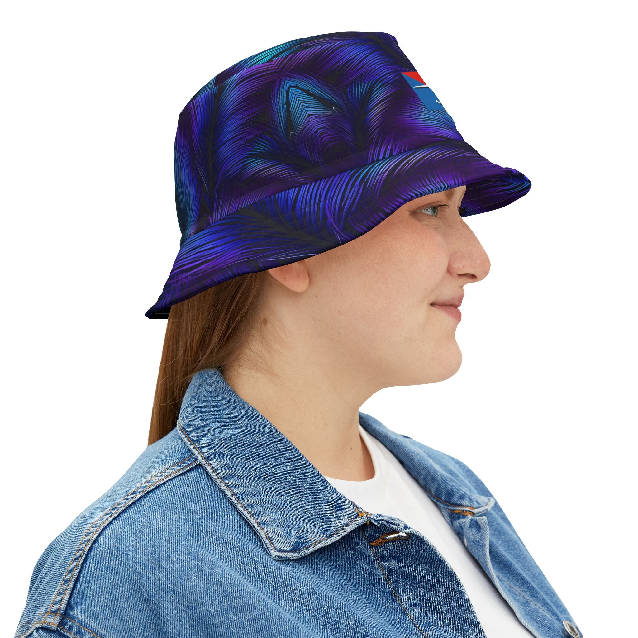 Purple Blue Feathers Golf Bucket Hat