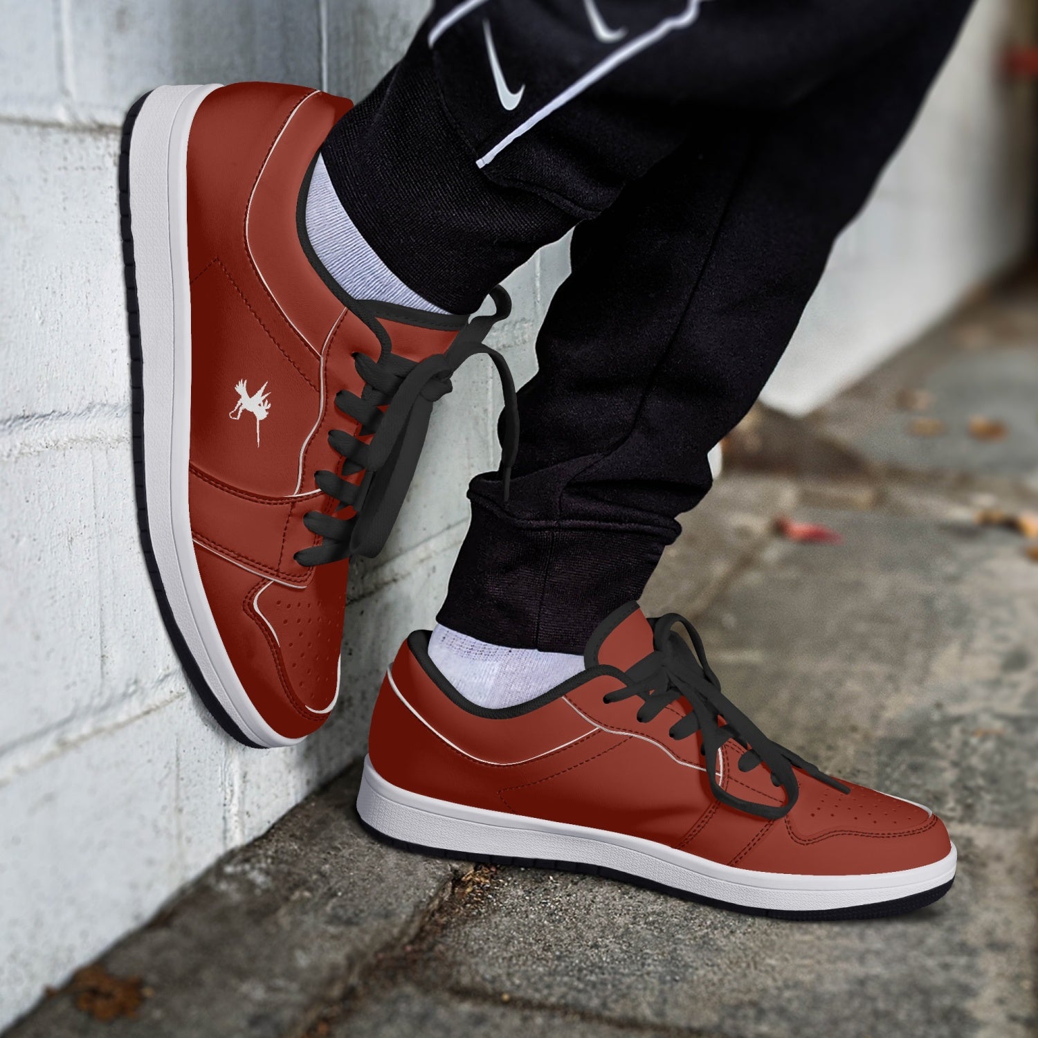 Red Nunchucks Low-Top Leather Sneakers