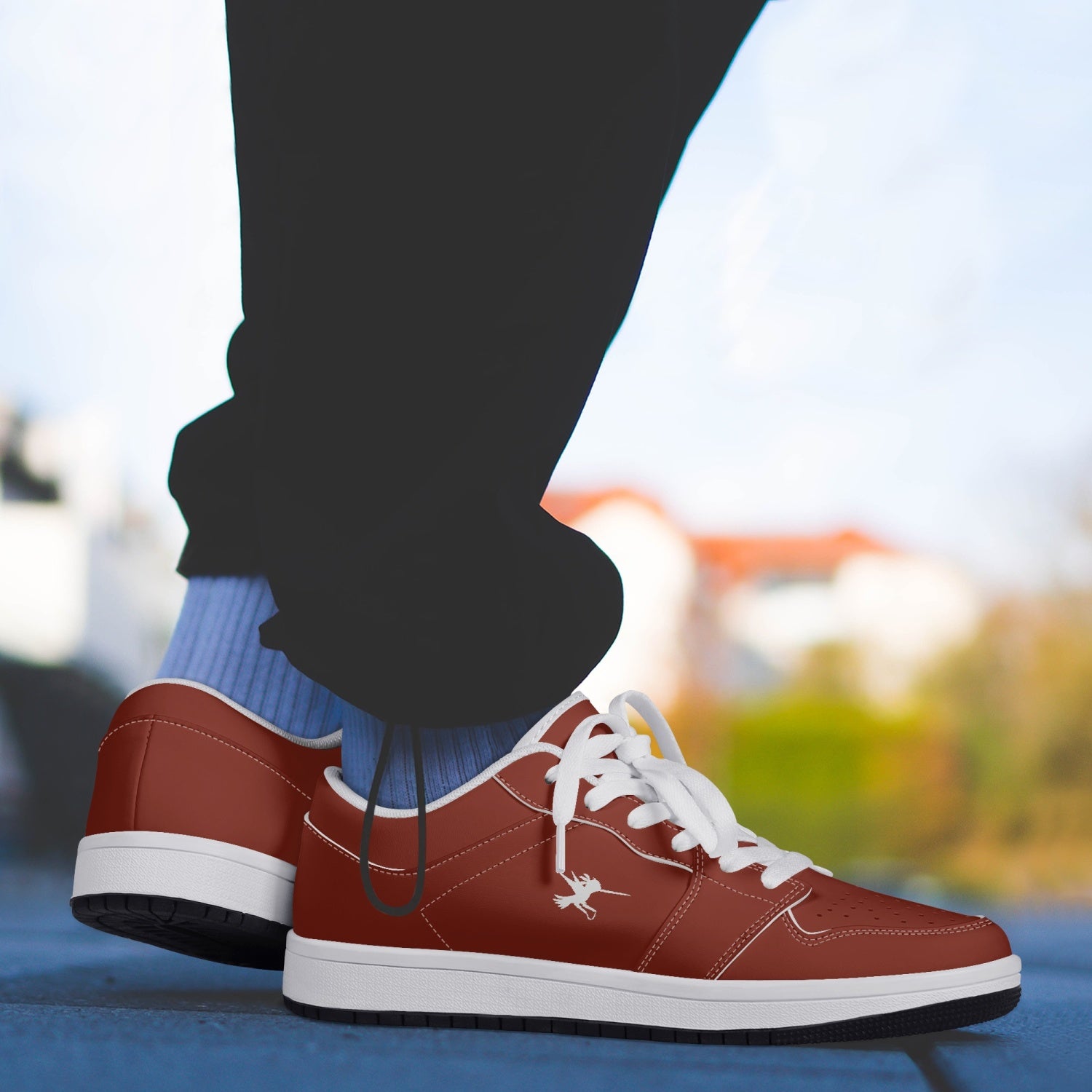 Red Nunchucks Low-Top Leather Sneakers