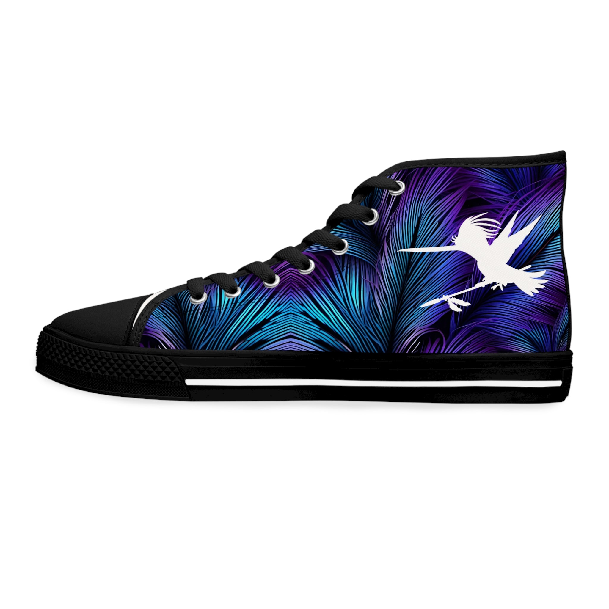 Purple Blue Feathers Spear Women's High Top Sneakers