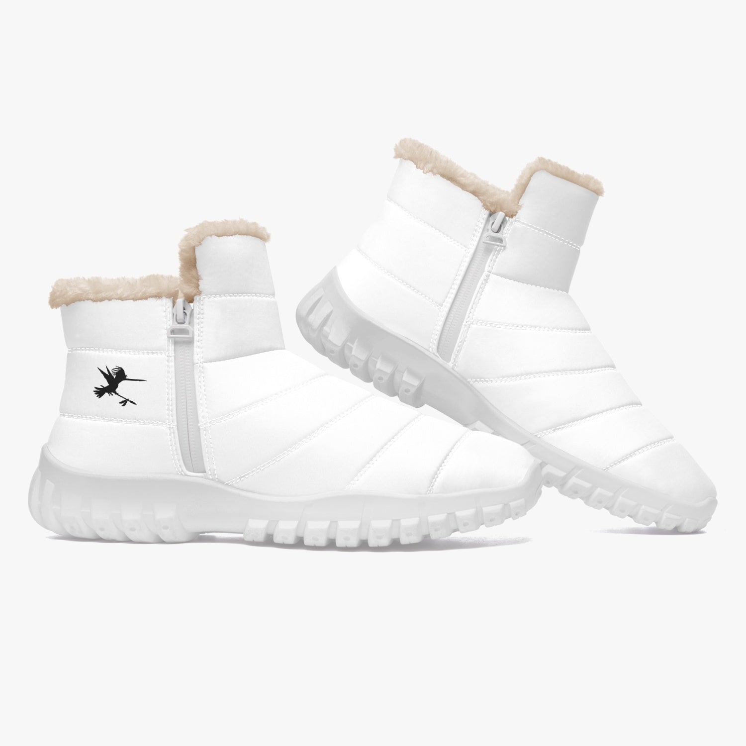 White Spear Fur Zip Up Boots