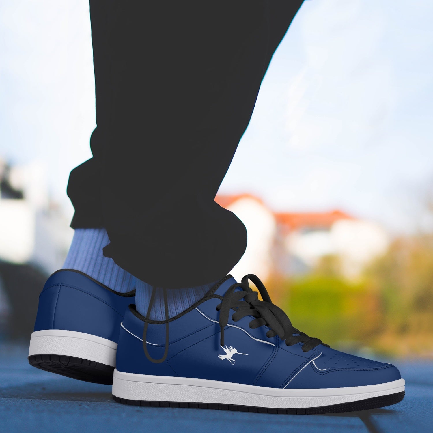 Blue Nunchucks Low-Top Leather Sneakers