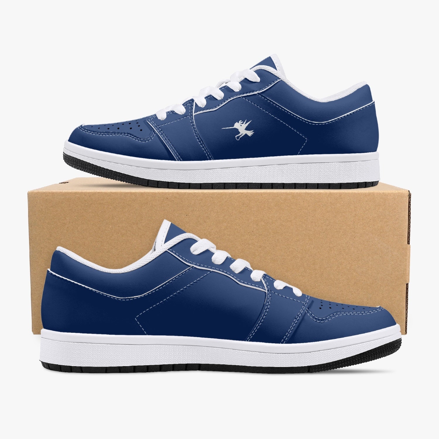 Blue Nunchucks Low-Top Leather Sneakers