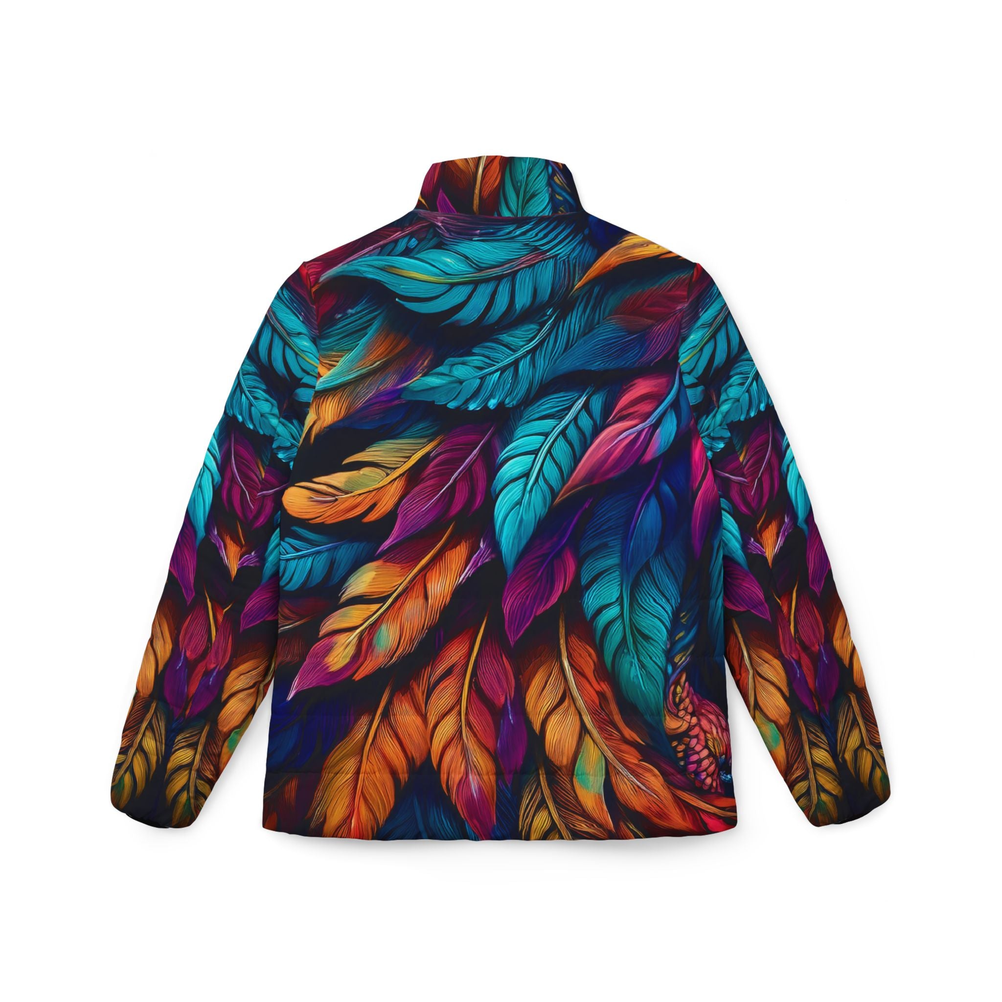 Colorful Feathers Women's Puffer Jacket