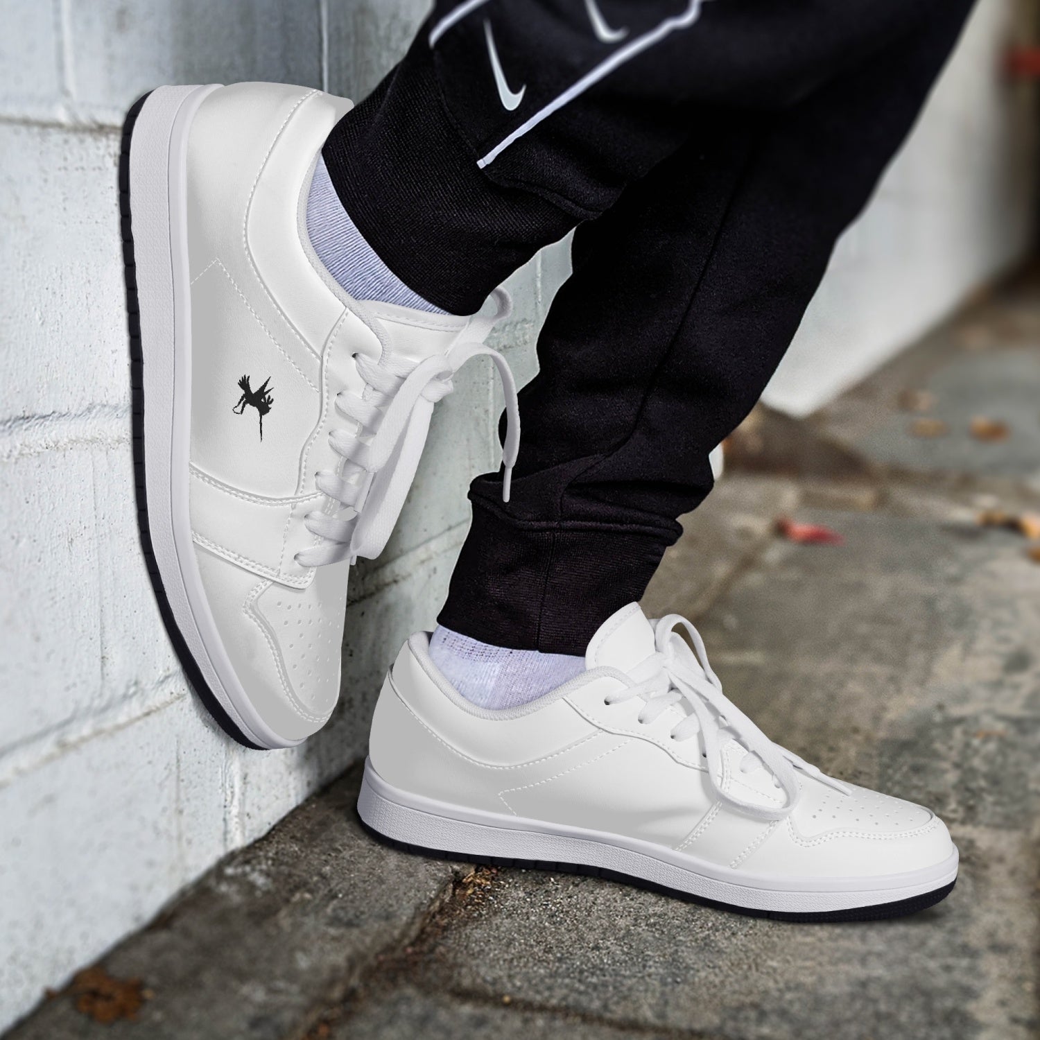 White Nunchucks Low-Top Leather Sneakers