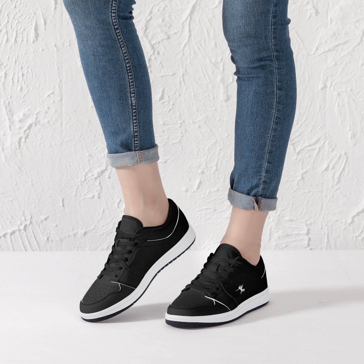 Black Nunchucks Low-Top Leather Sneakers