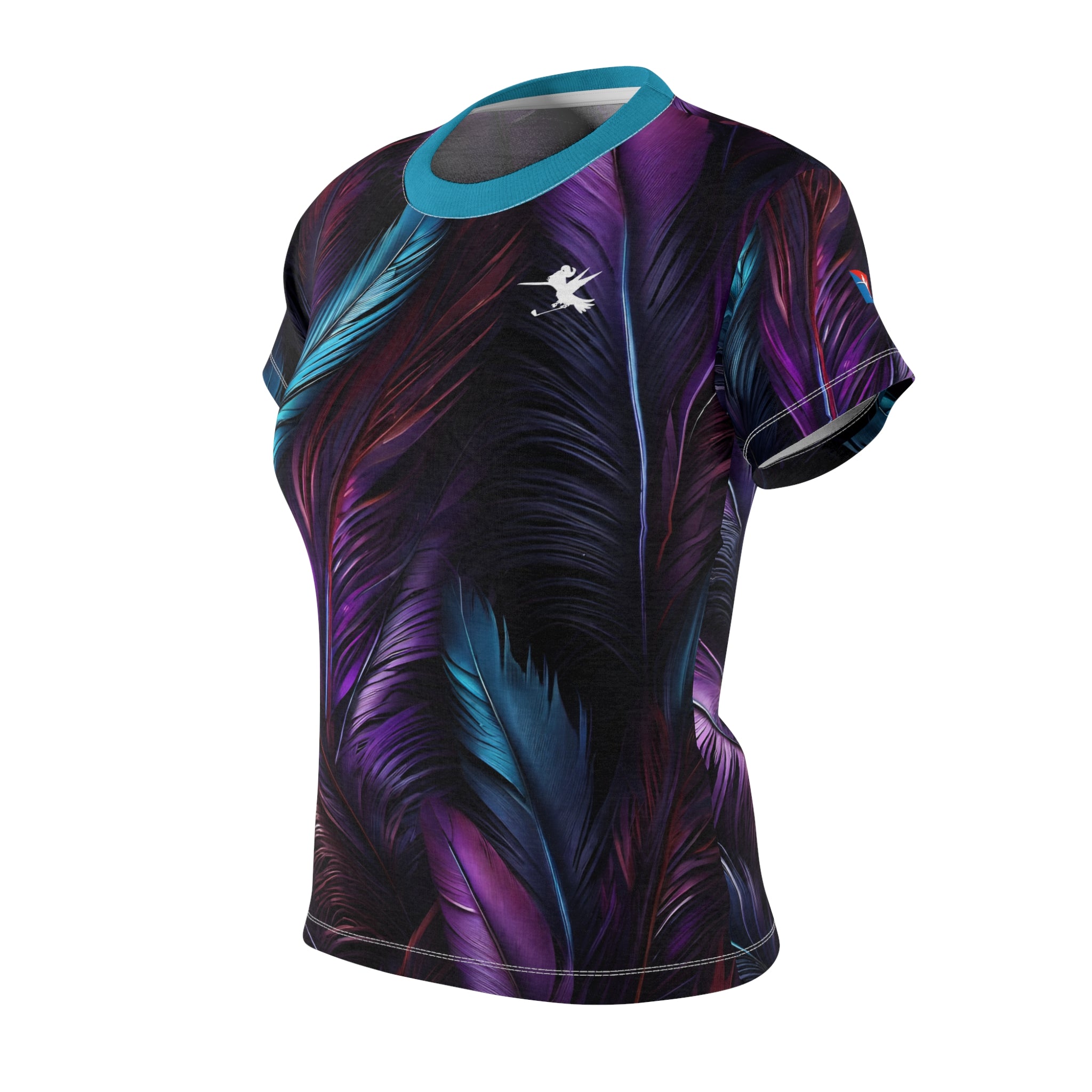 Teal Purple Feathers Women's Performance Tee