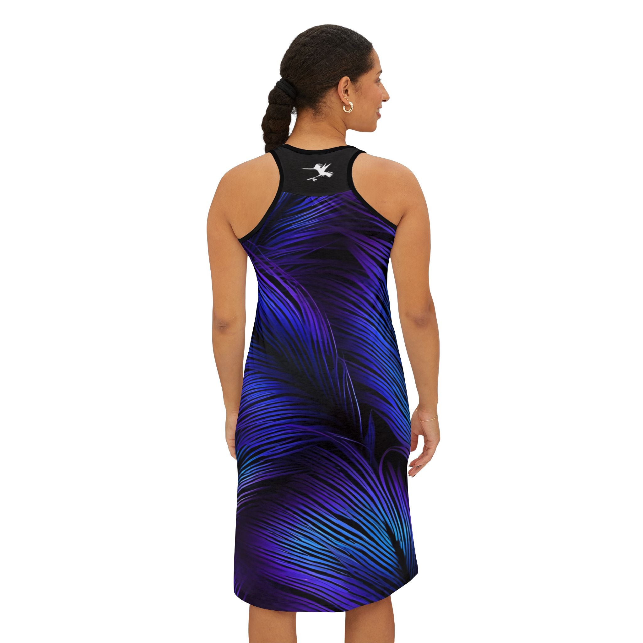 Purple Blue Feathers Spear Racerback Dress