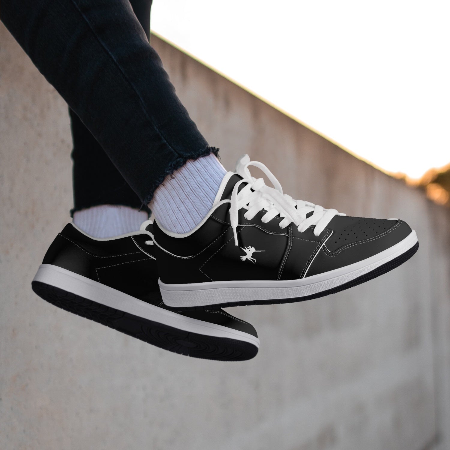 Black Nunchucks Low-Top Leather Sneakers