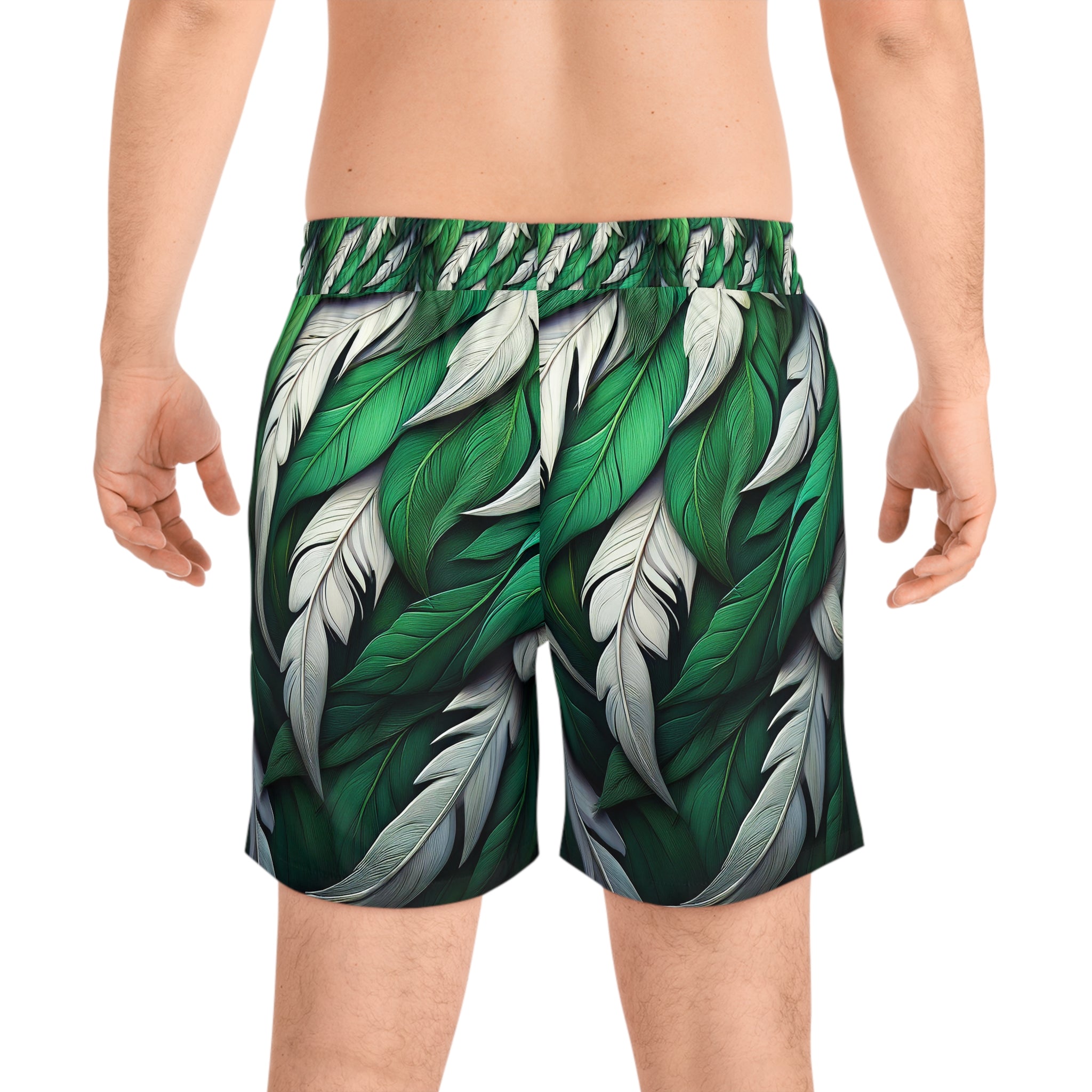 Green White Feathers Multi-Sport Shorts