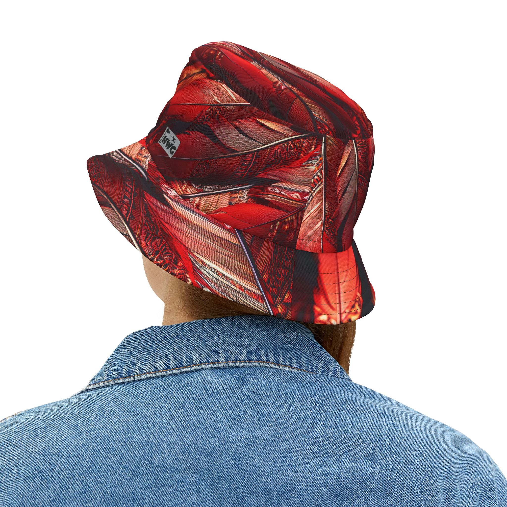 Red Tribal Feathers Golf Bucket Hat