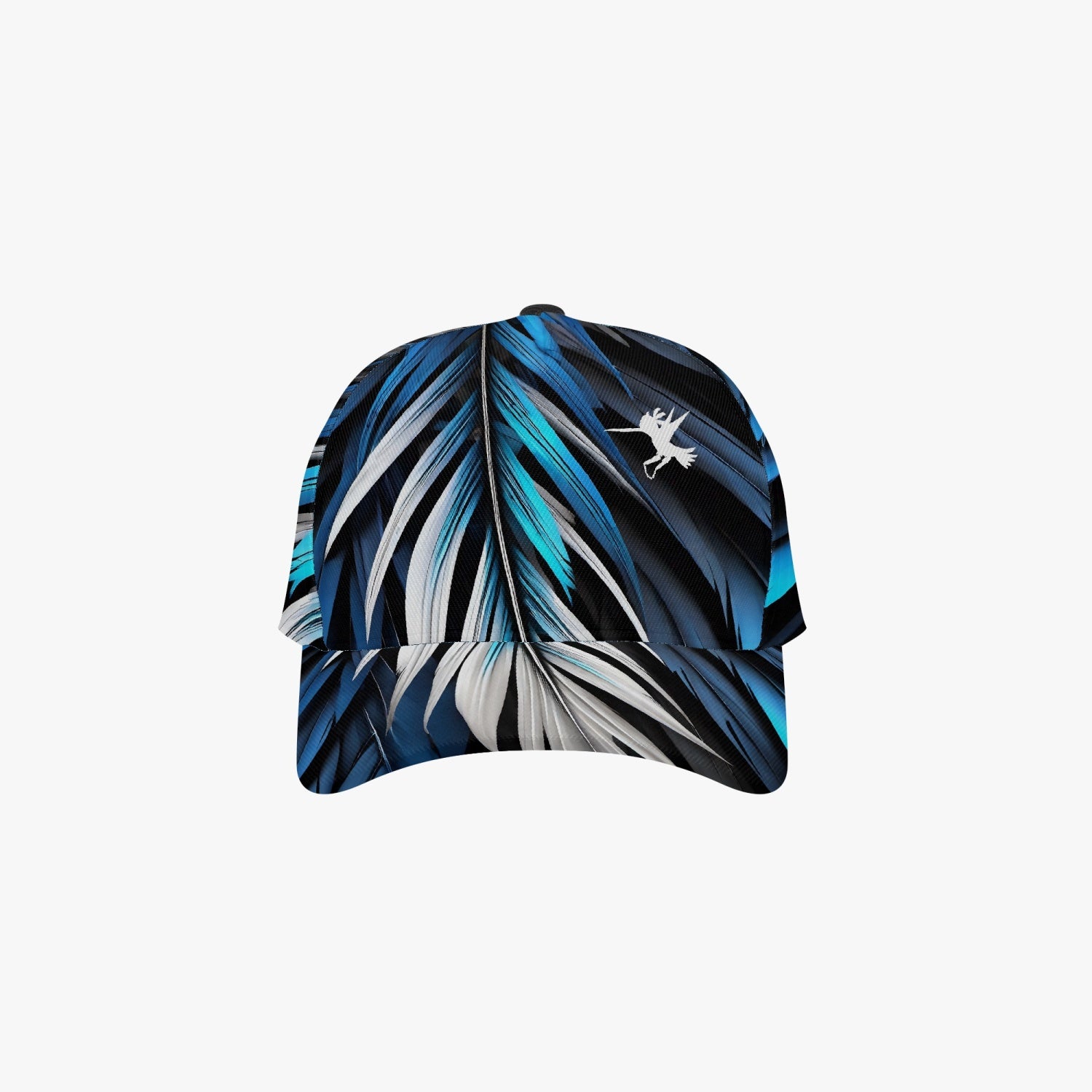 Canvas Blue White Feathers Hat