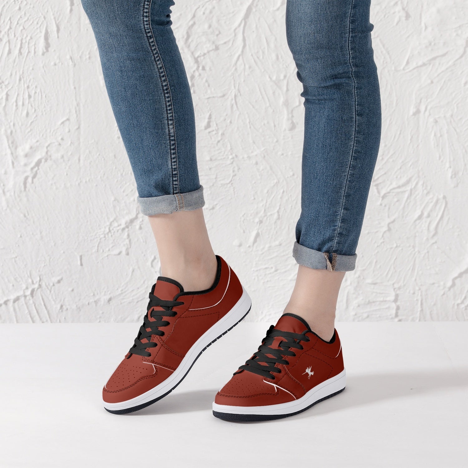 Red Nunchucks Low-Top Leather Sneakers