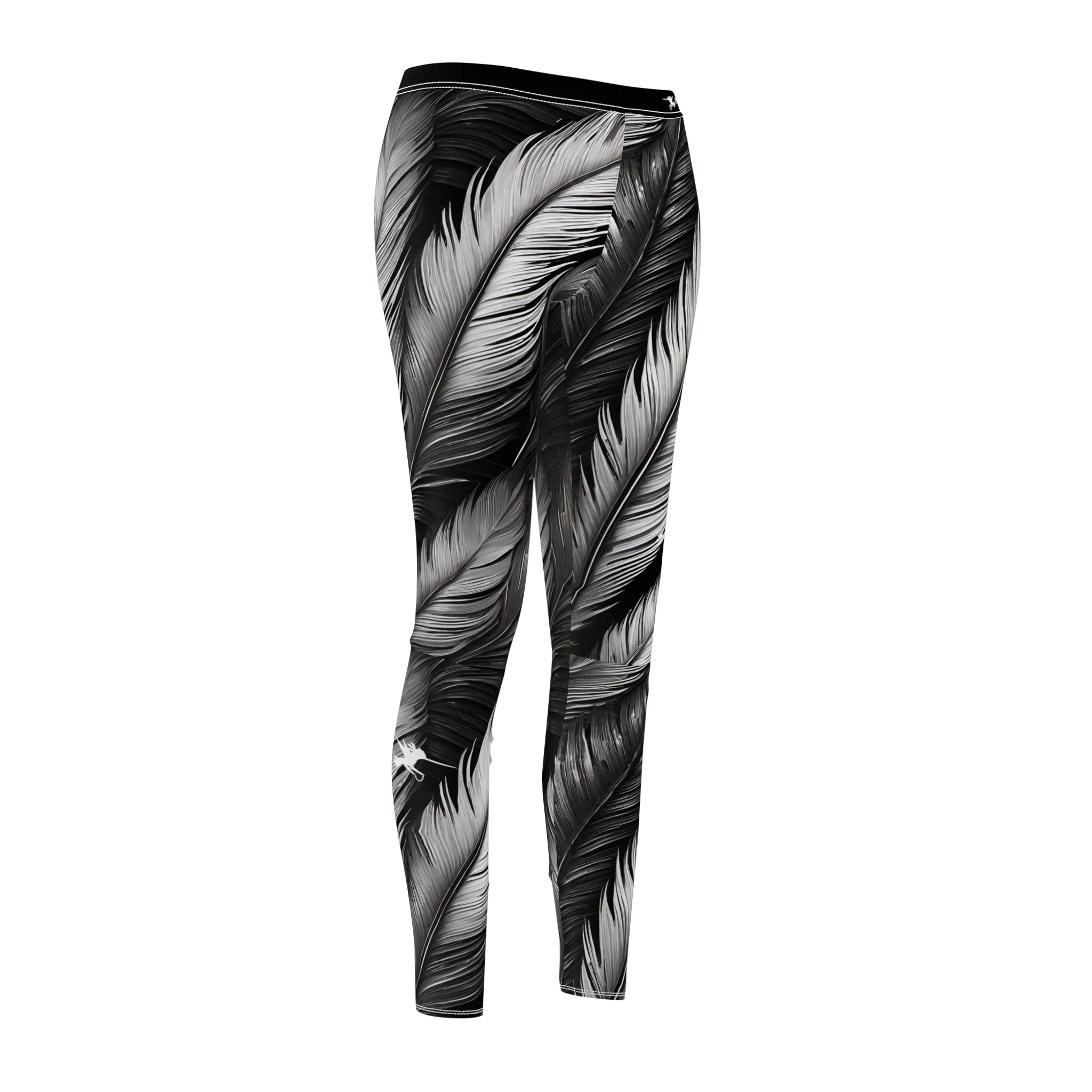 White Tribal Feathers Leggings