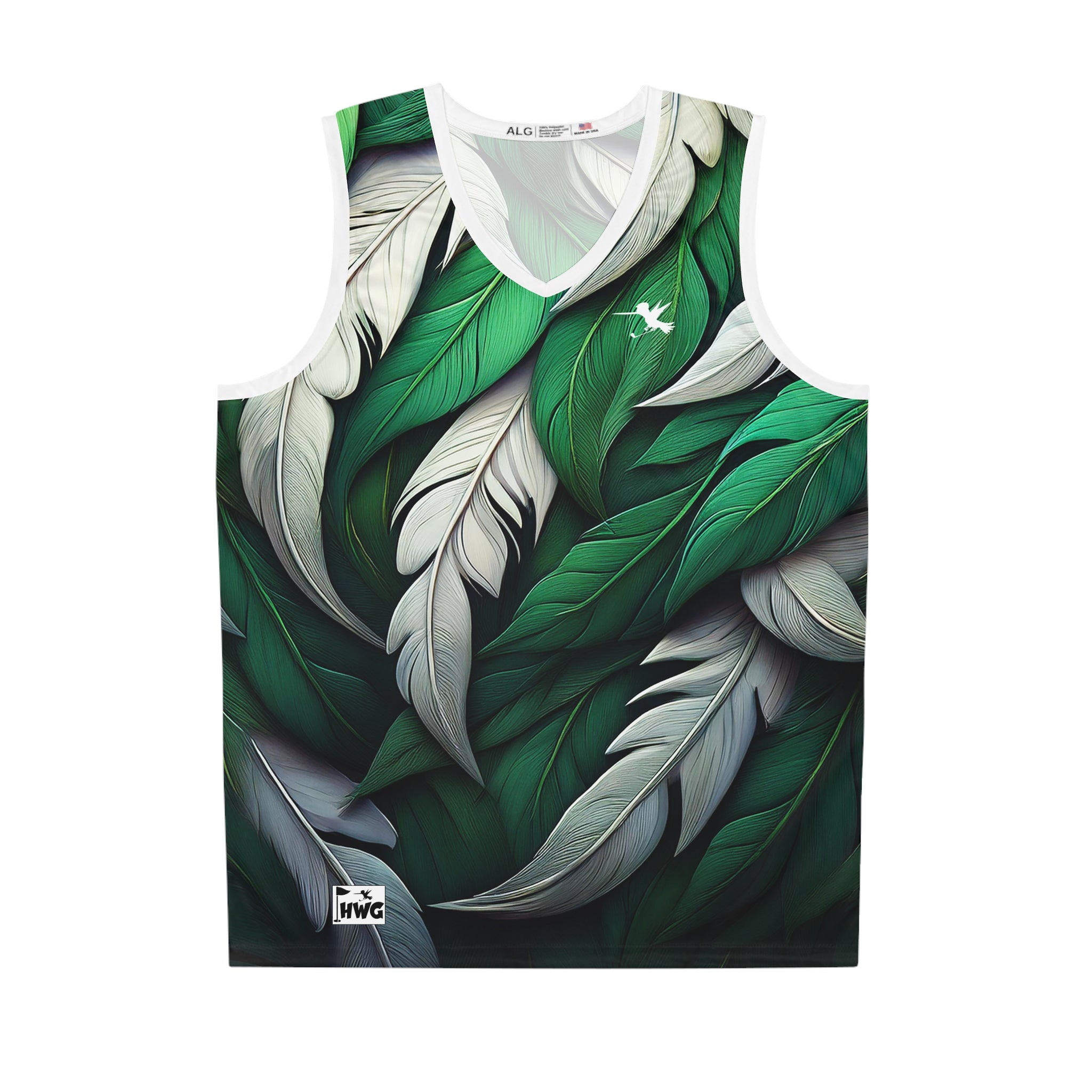 Green White Feathers Golf Tank