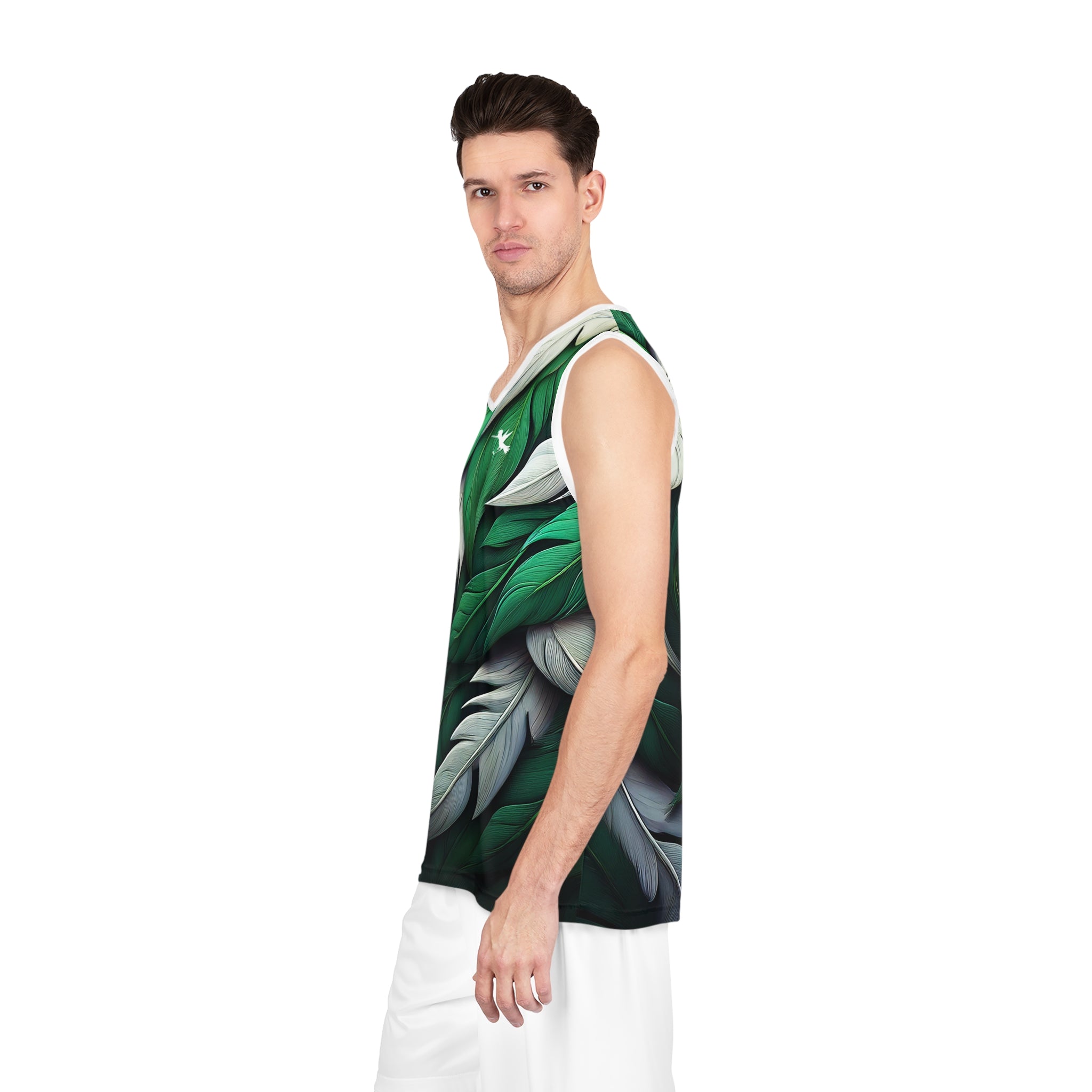 Green White Feathers Golf Tank