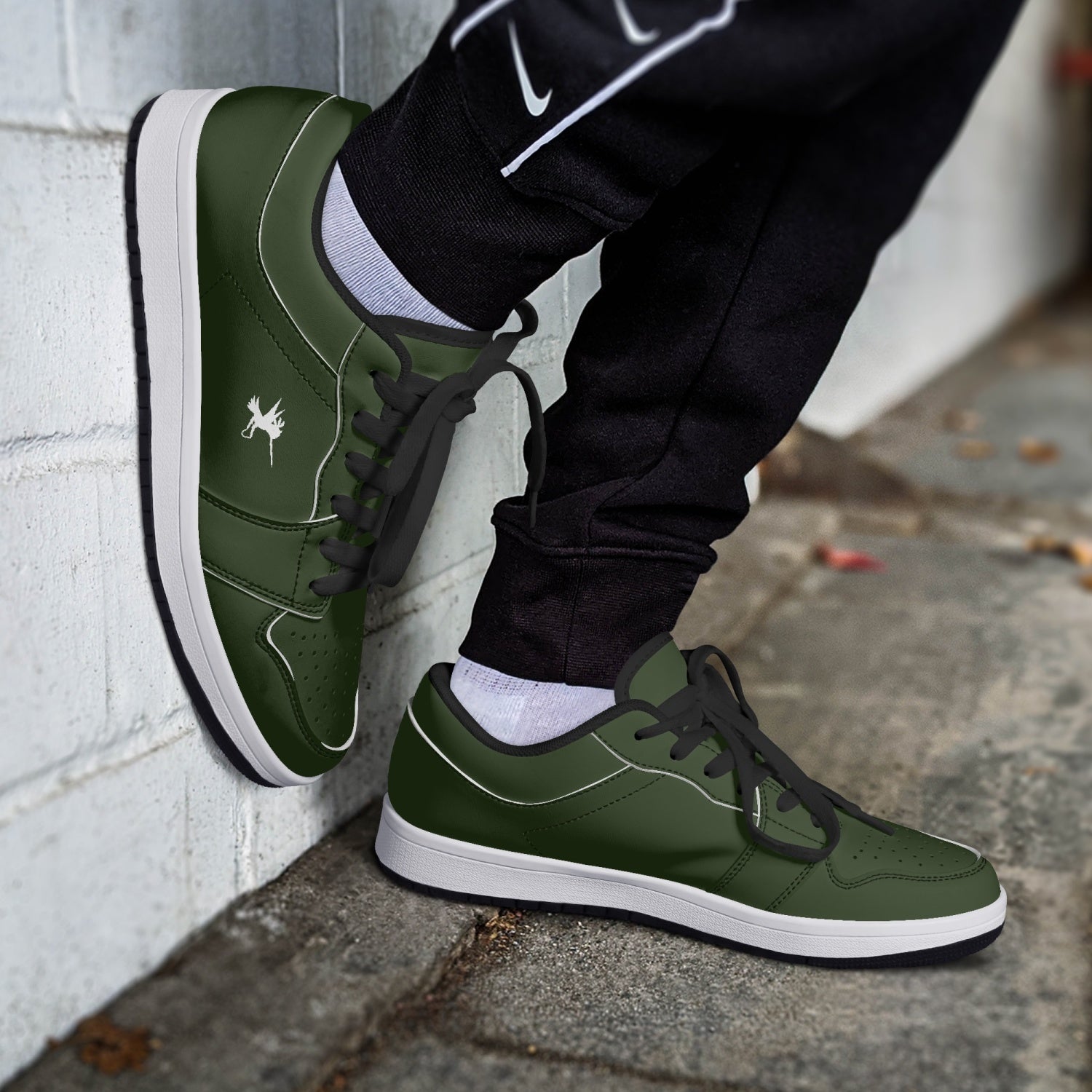 Green Nunchucks Low-Top Leather Sneakers