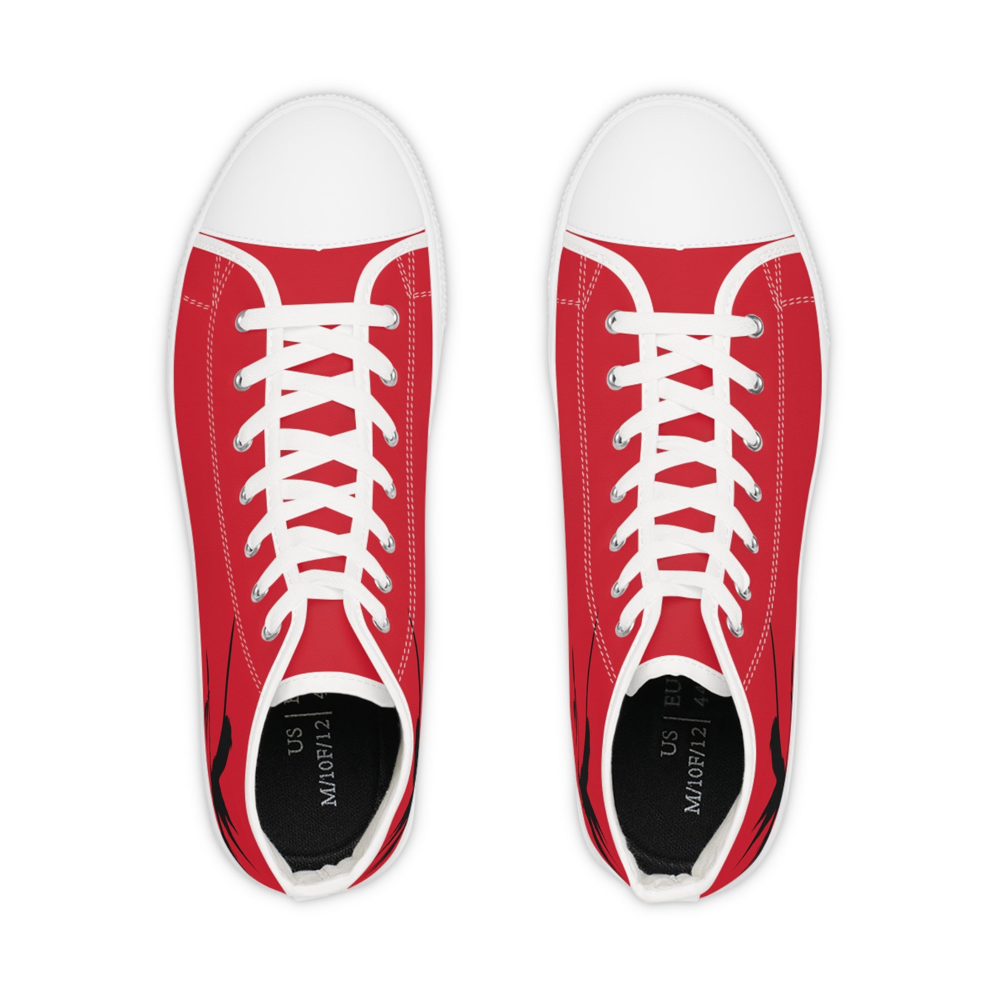 Blue White Feathers Spear Men's Red High Top Sneakers