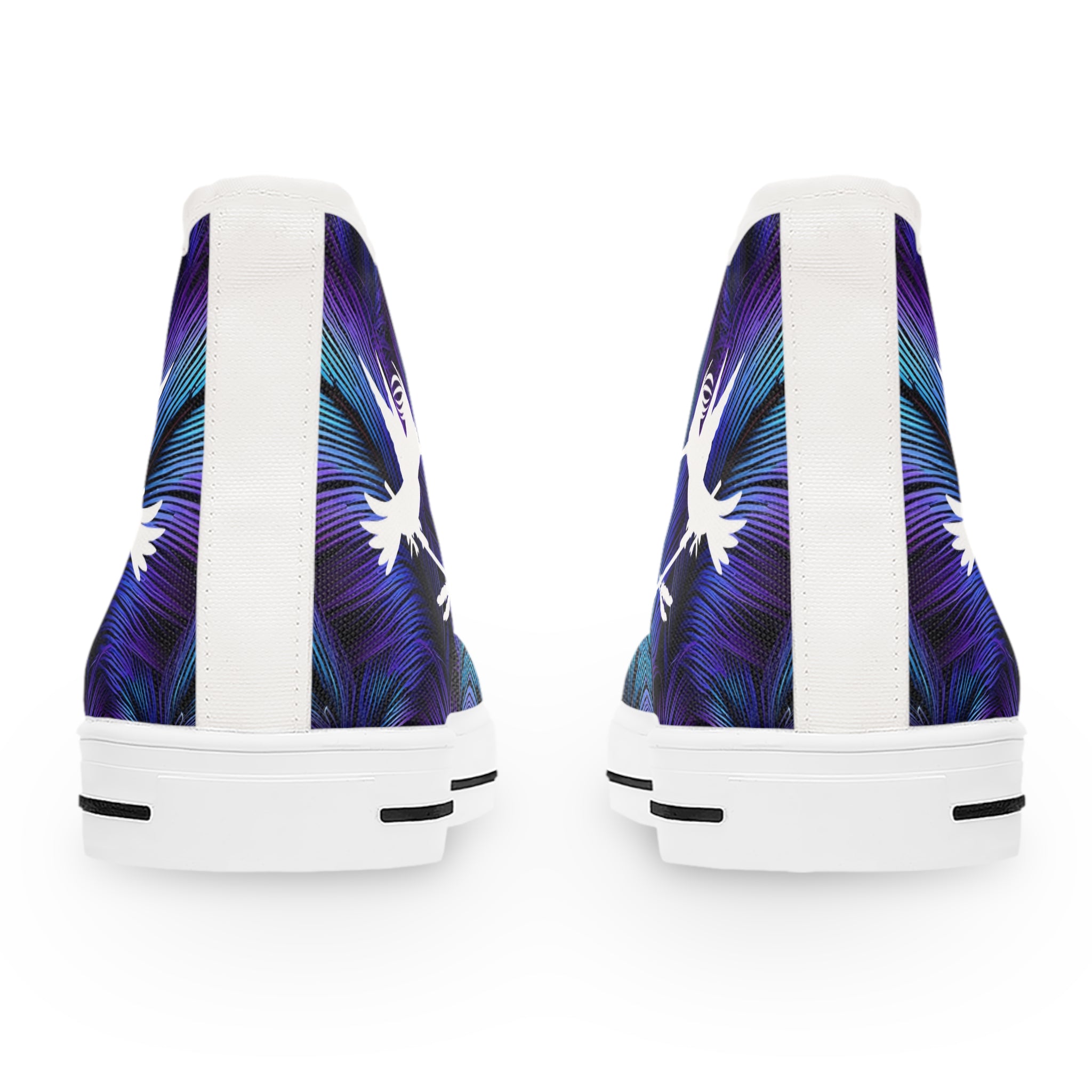 Purple Blue Feathers Spear Women's High Top Sneakers