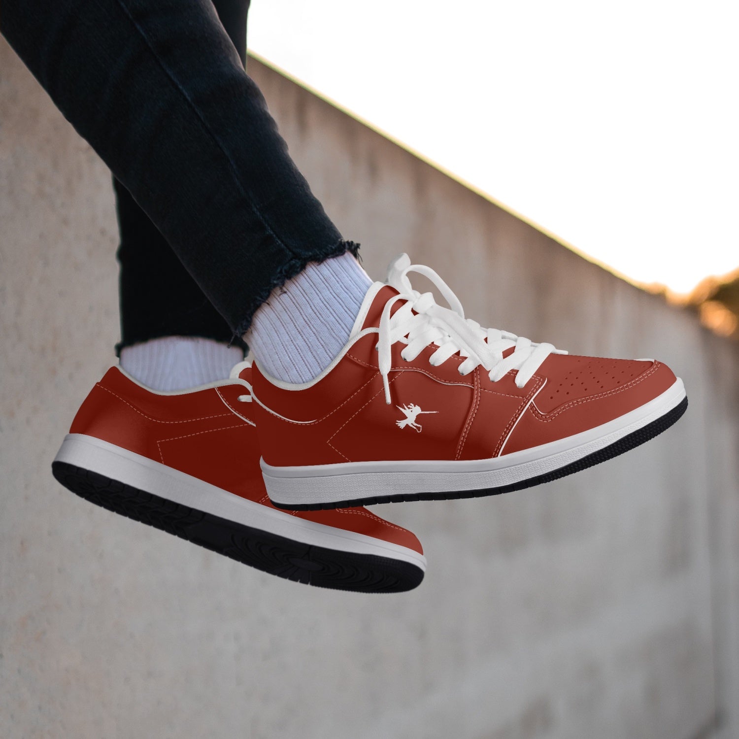 Red Nunchucks Low-Top Leather Sneakers