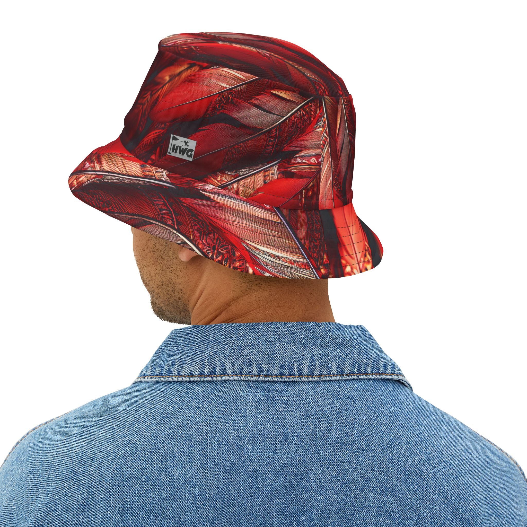 Red Tribal Feathers Golf Bucket Hat