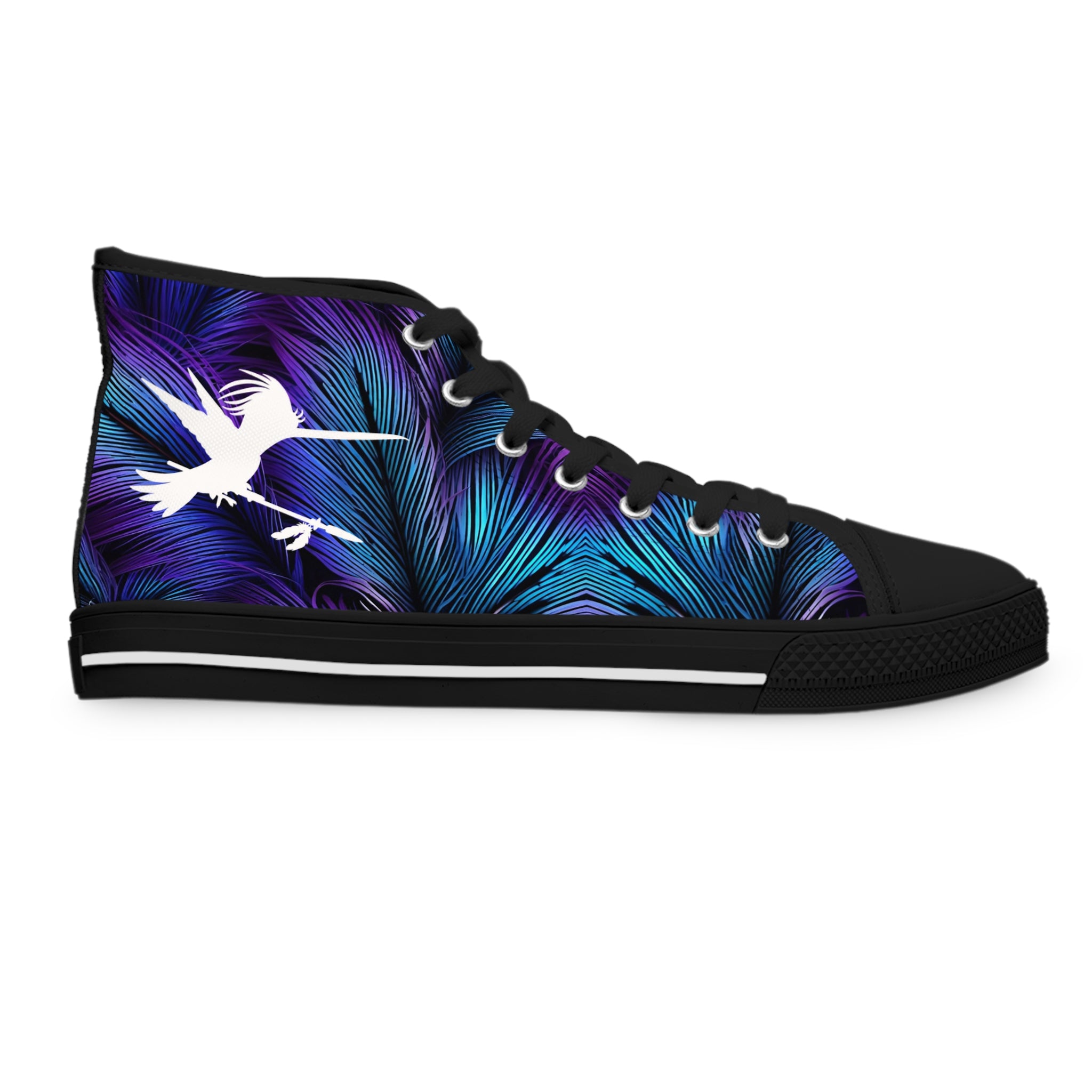 Purple Blue Feathers Spear Women's High Top Sneakers