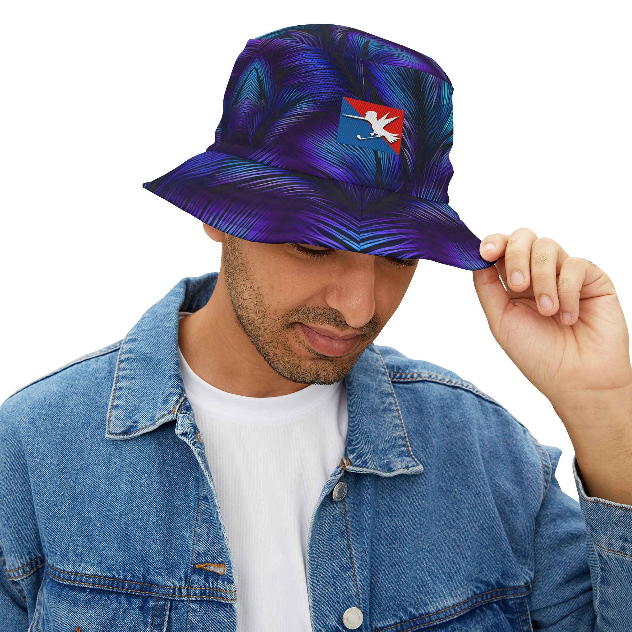 Purple Blue Feathers Golf Bucket Hat