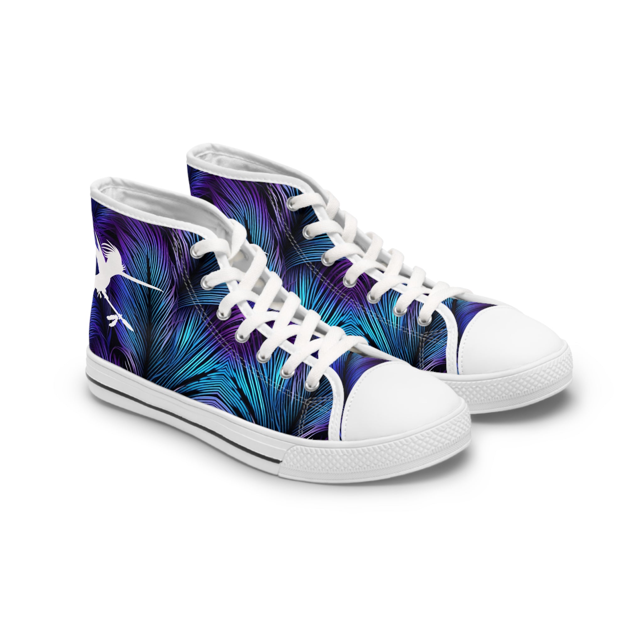 Purple Blue Feathers Spear Women's High Top Sneakers