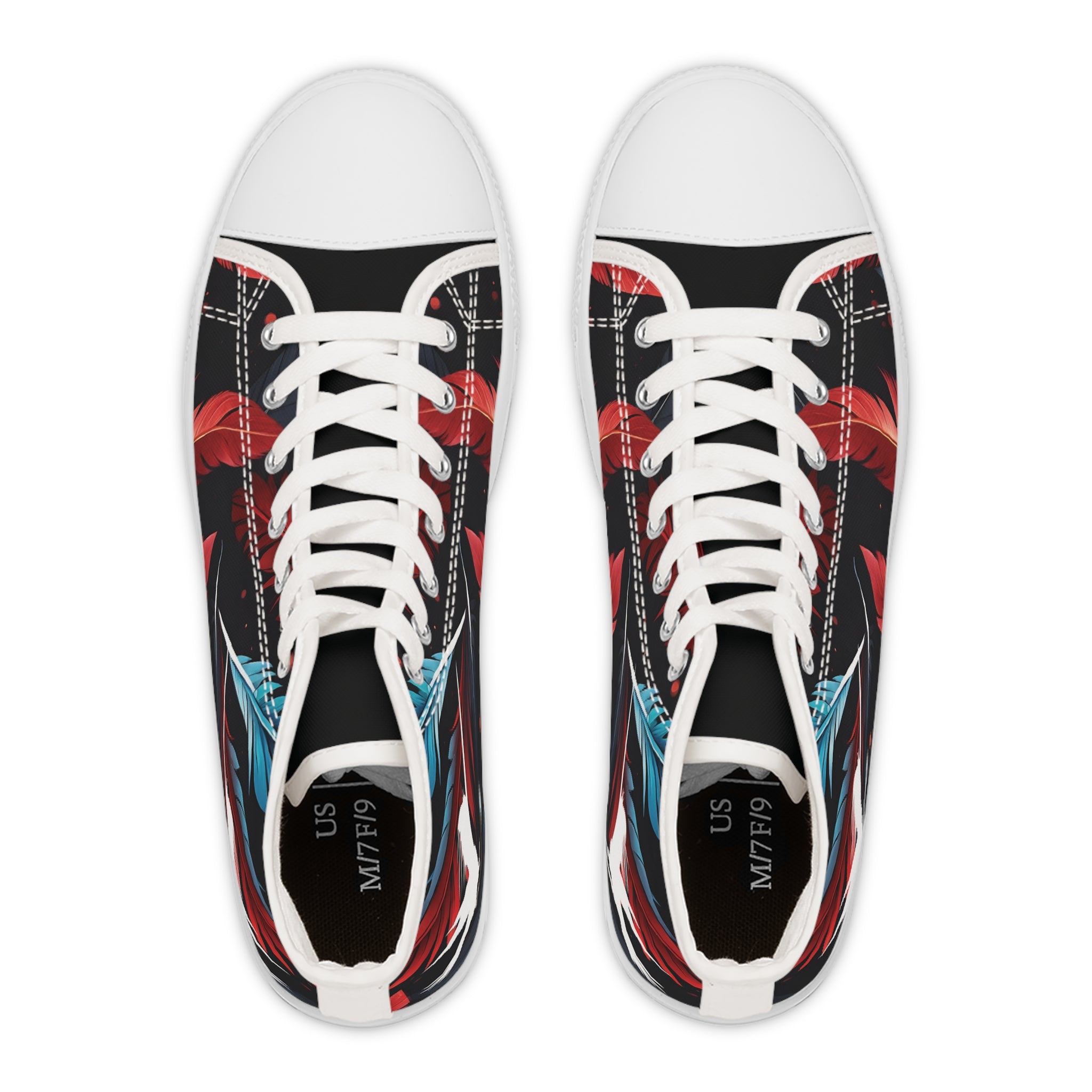 Red Party Feathers Wizard Wand Women's High Top Sneakers