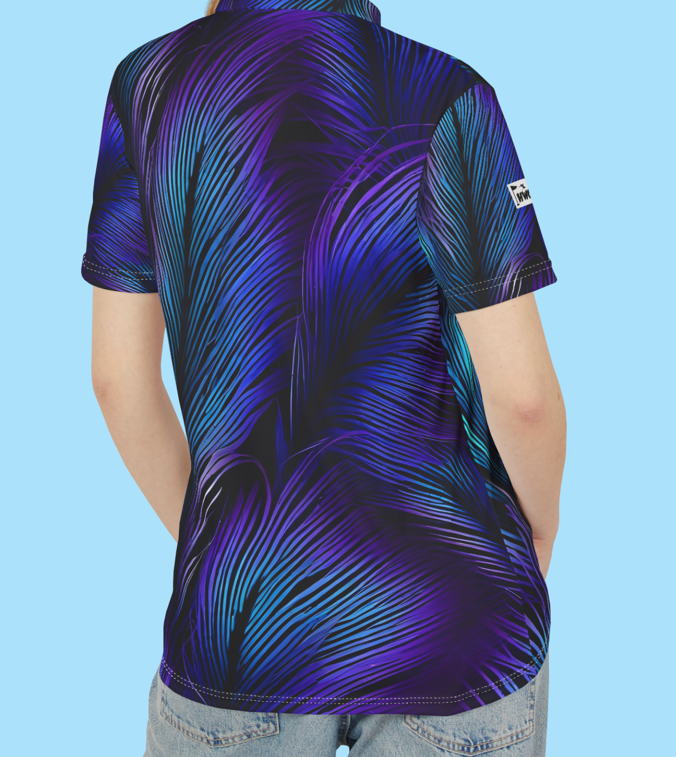 Purple Blue Feathers Golf Polo Shirt