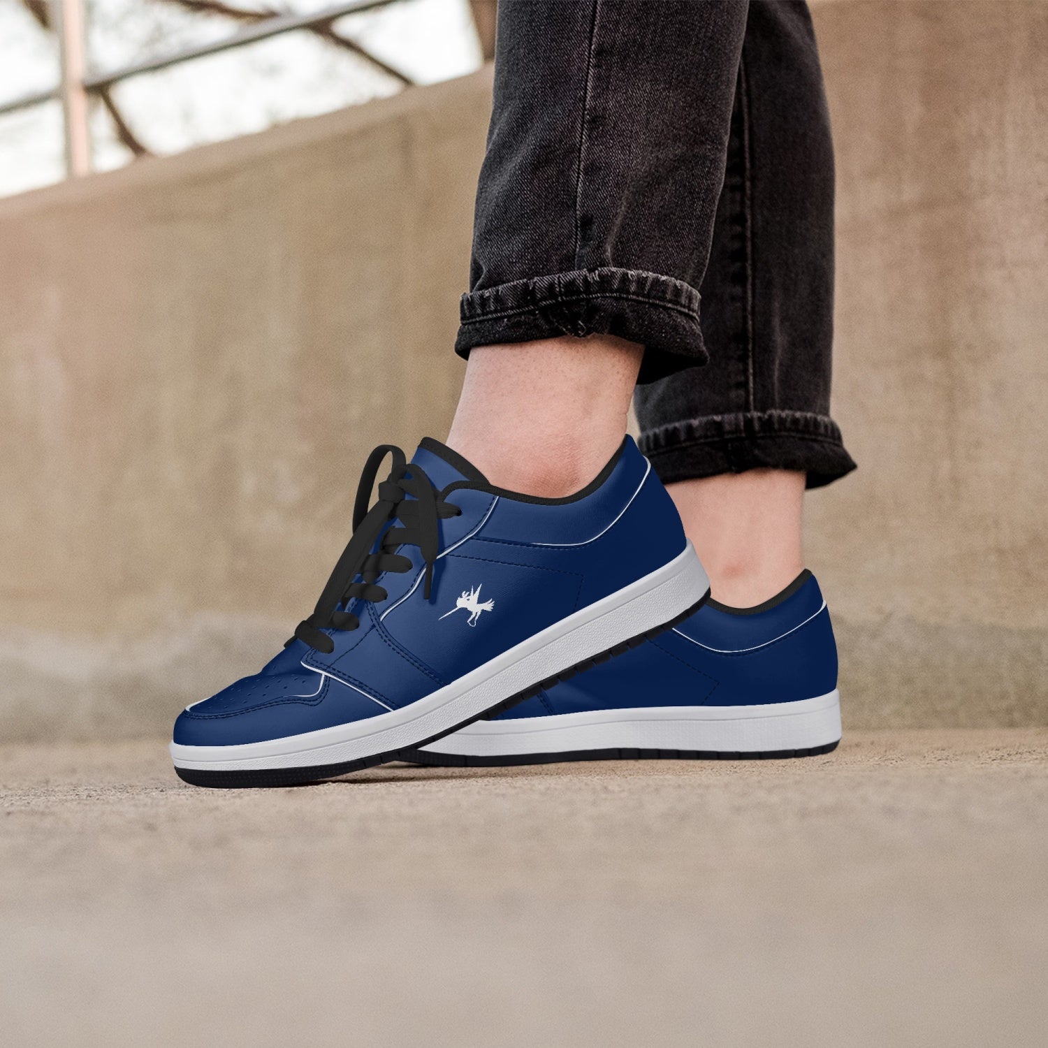 Blue Nunchucks Low-Top Leather Sneakers