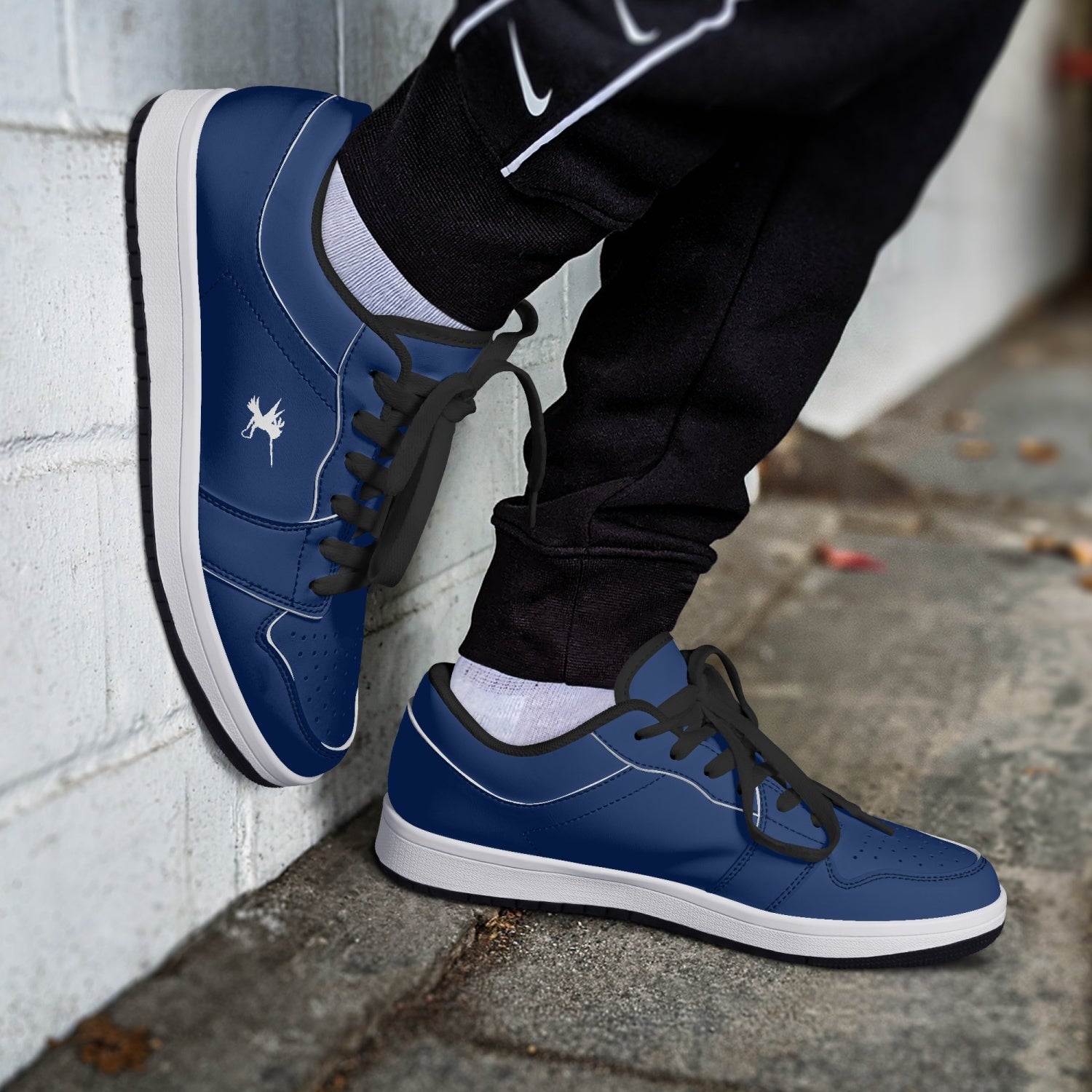 Blue Nunchucks Low-Top Leather Sneakers