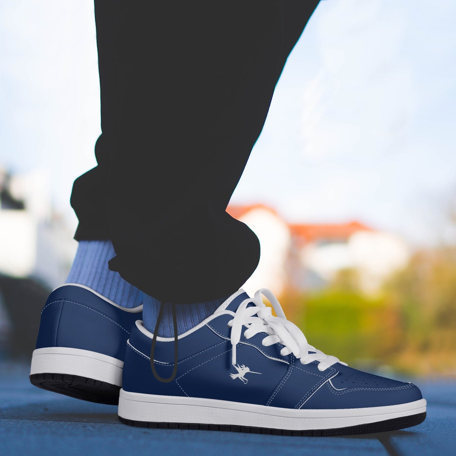 Blue Nunchucks Low-Top Leather Sneakers