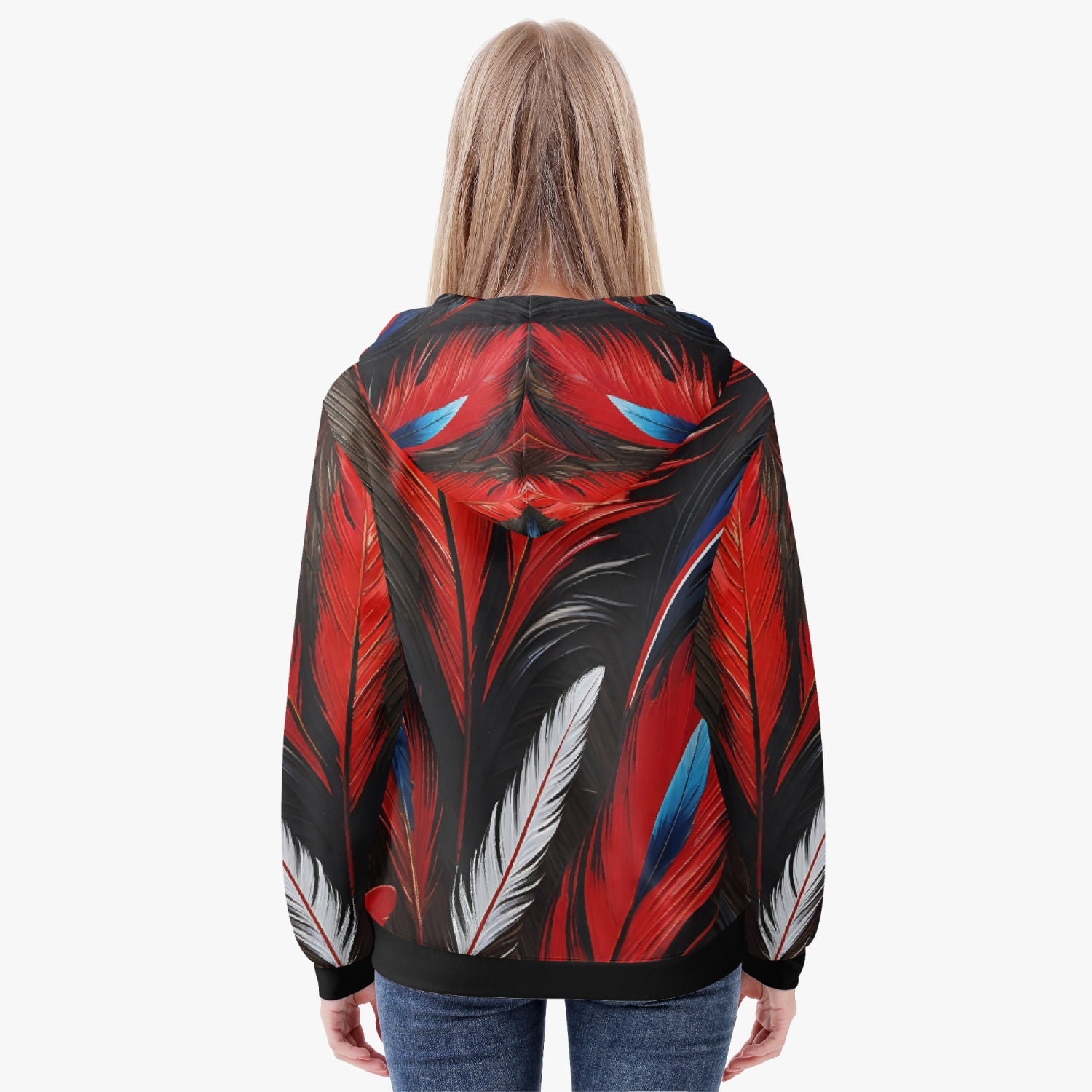 RWB Feathers Diamond Ring Women's Zip Up Hoodie