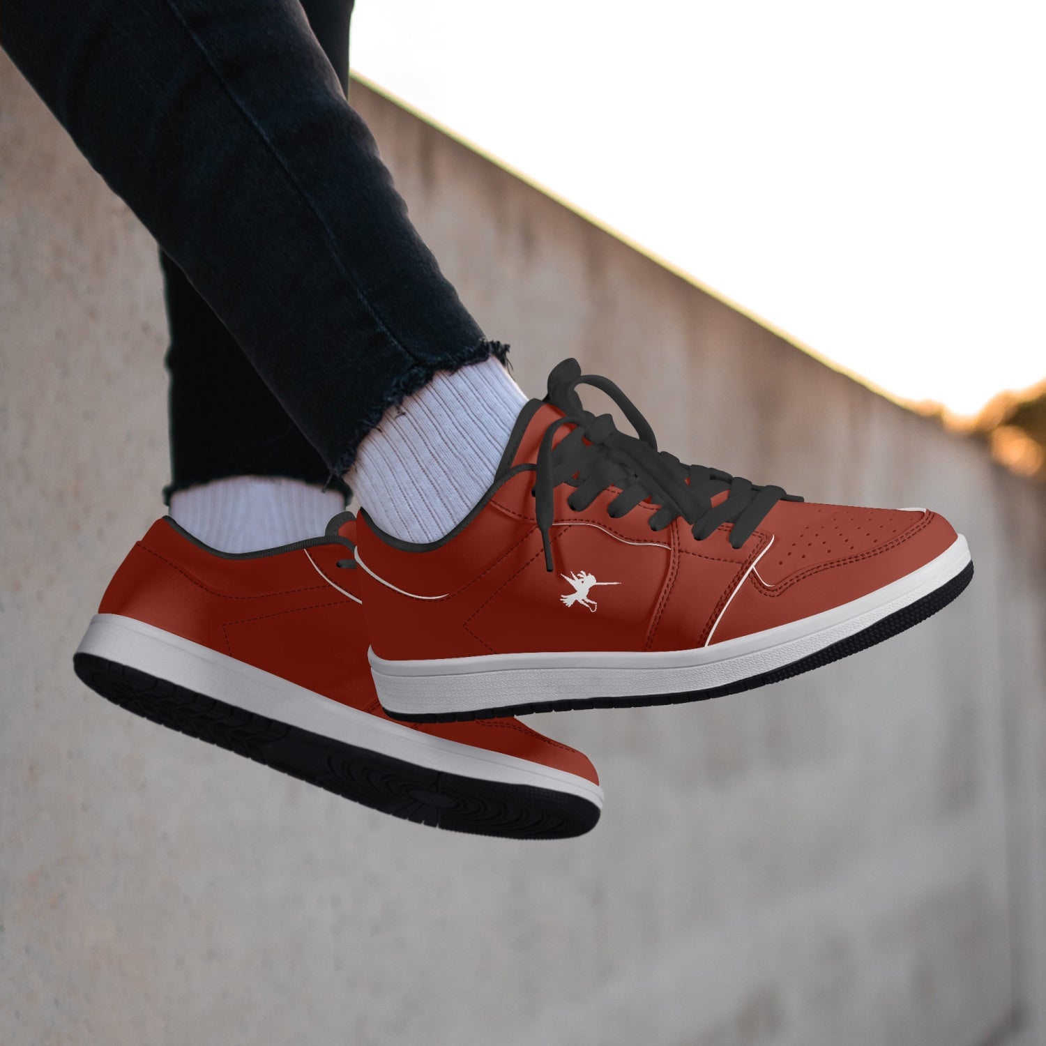 Red Nunchucks Low-Top Leather Sneakers