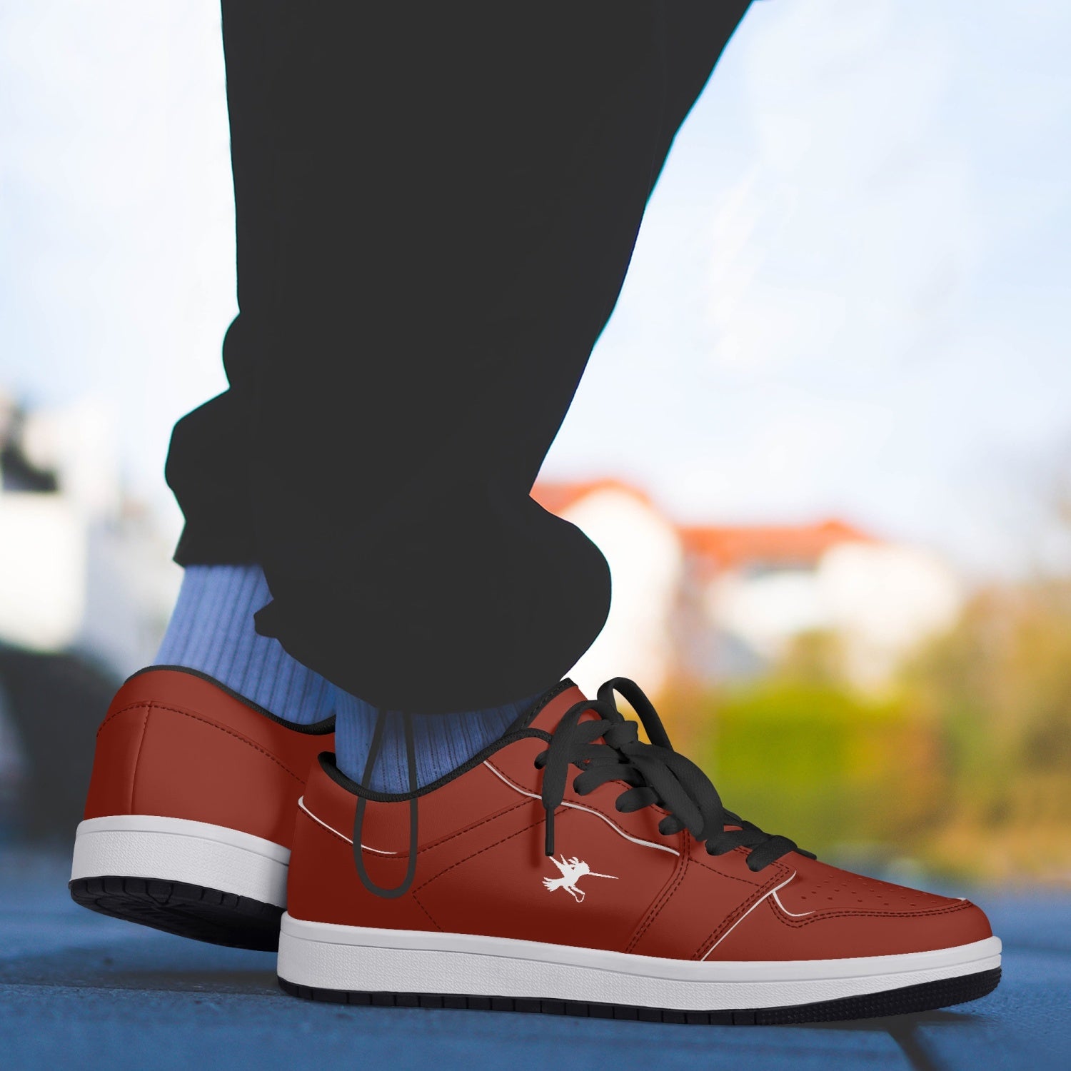 Red Nunchucks Low-Top Leather Sneakers