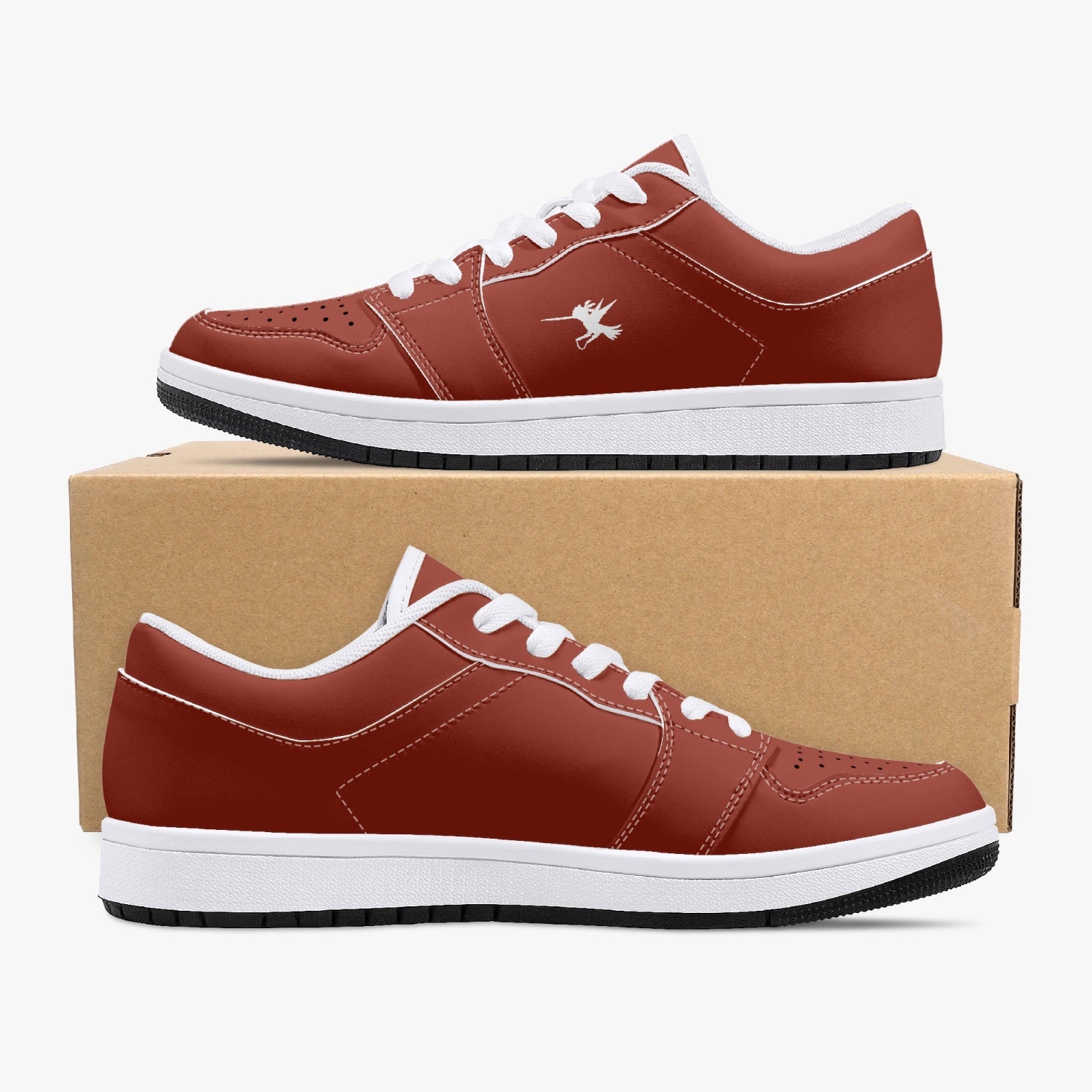 Red Nunchucks Low-Top Leather Sneakers