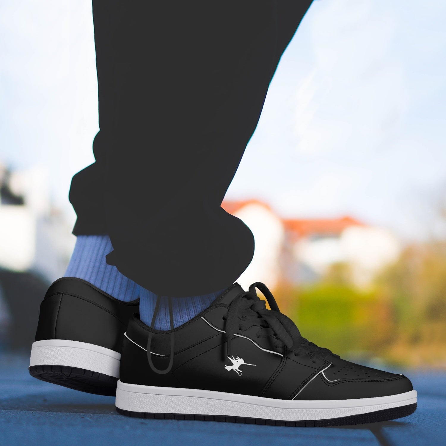 Black Nunchucks Low-Top Leather Sneakers