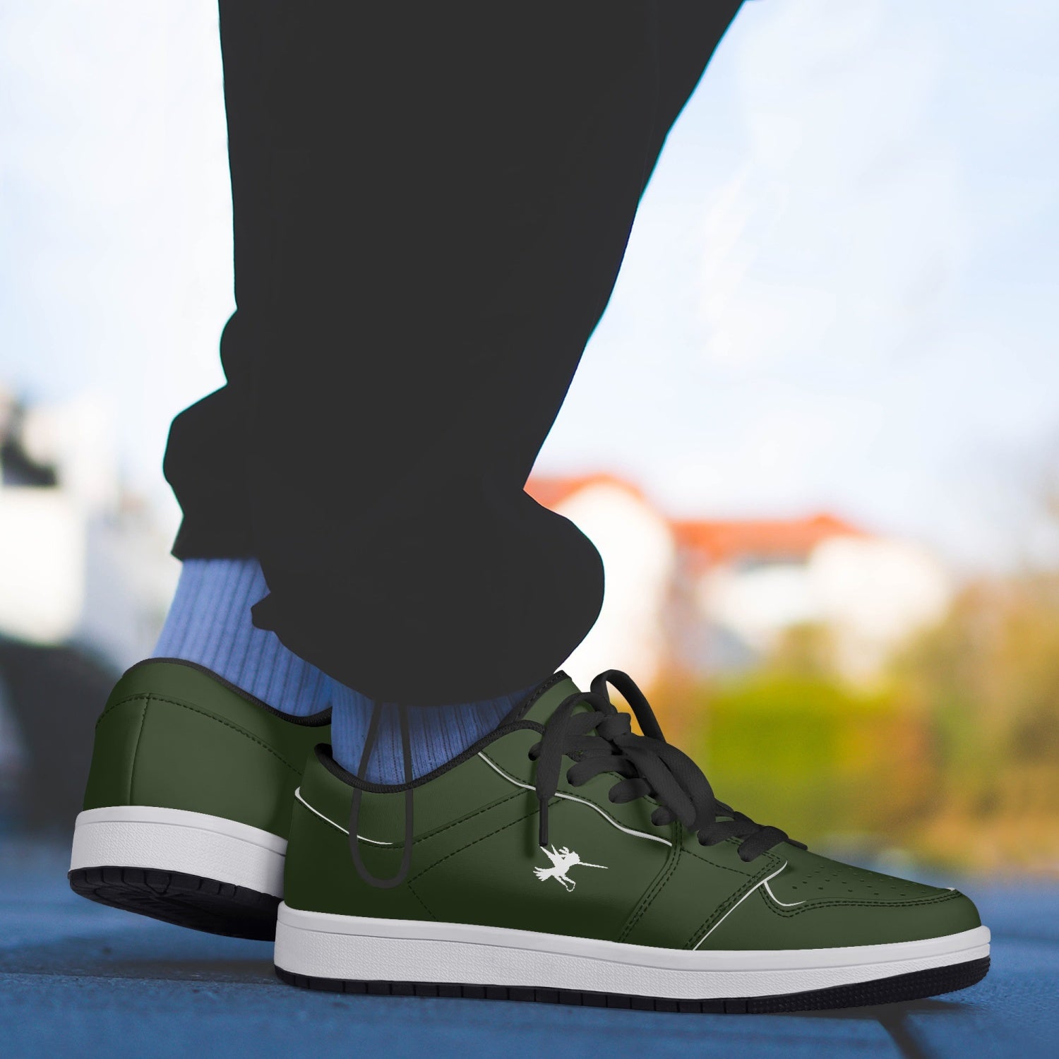 Green Nunchucks Low-Top Leather Sneakers