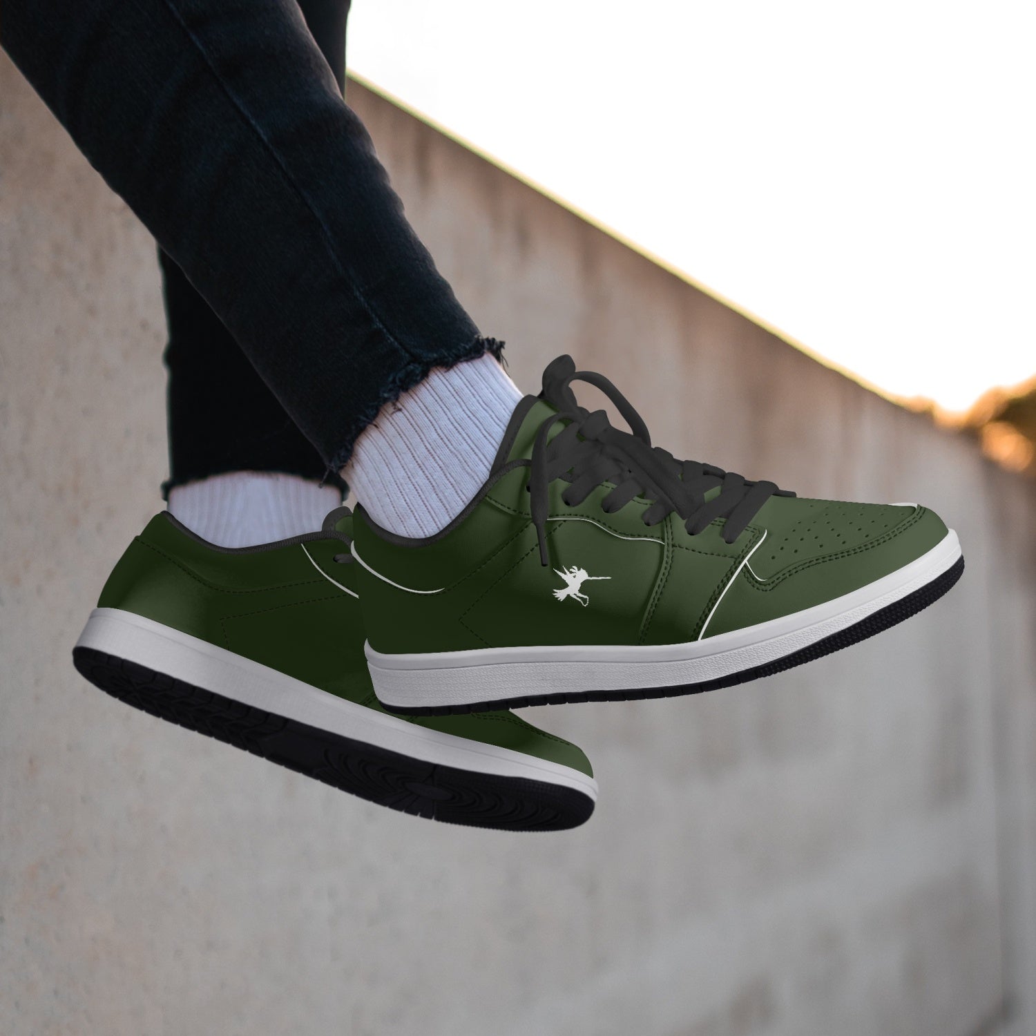 Green Nunchucks Low-Top Leather Sneakers