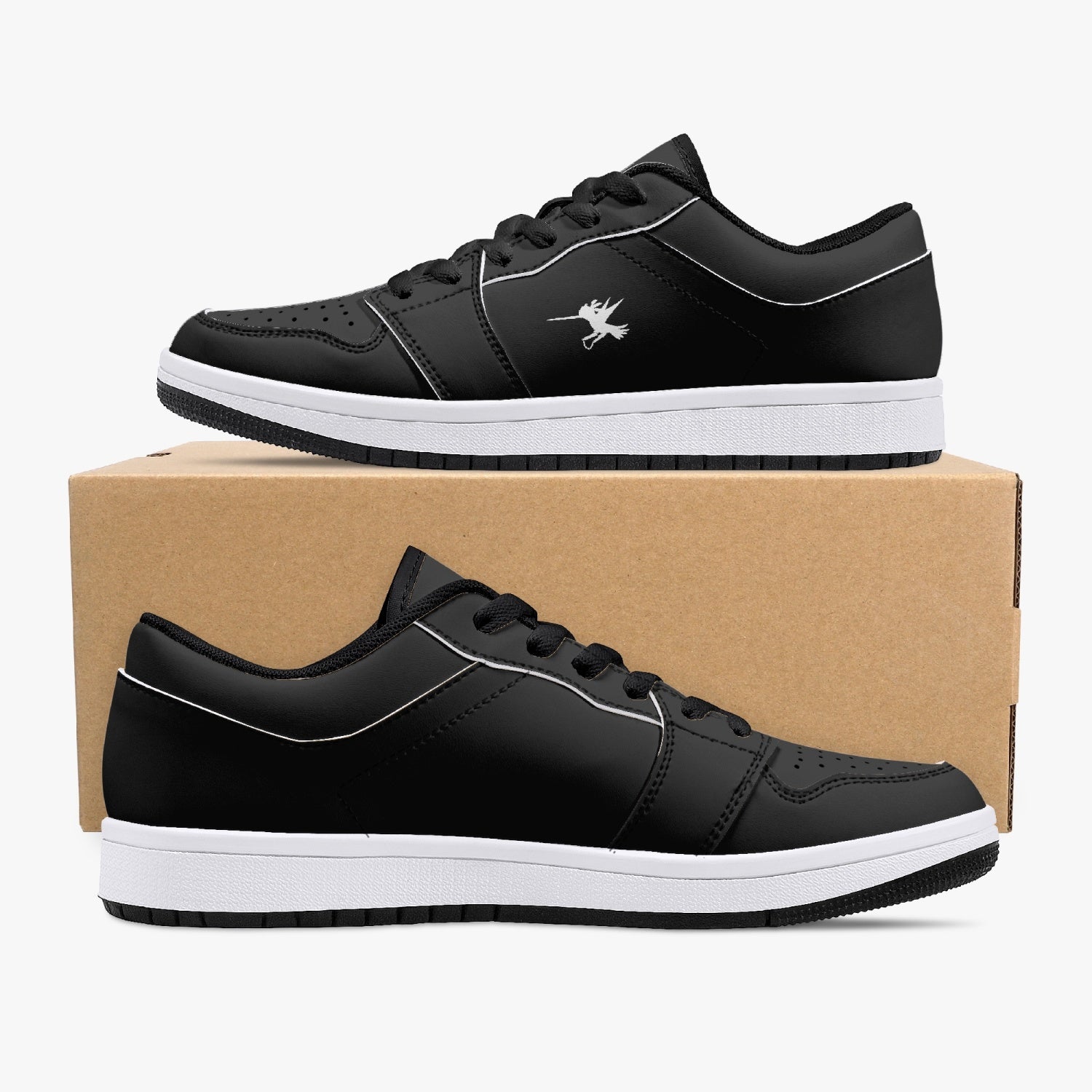 Black Nunchucks Low-Top Leather Sneakers