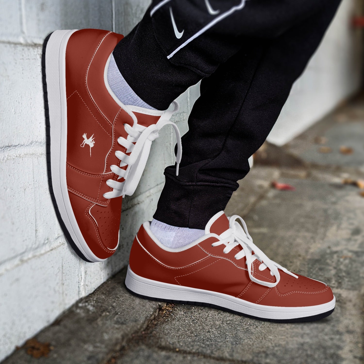 Red Nunchucks Low-Top Leather Sneakers