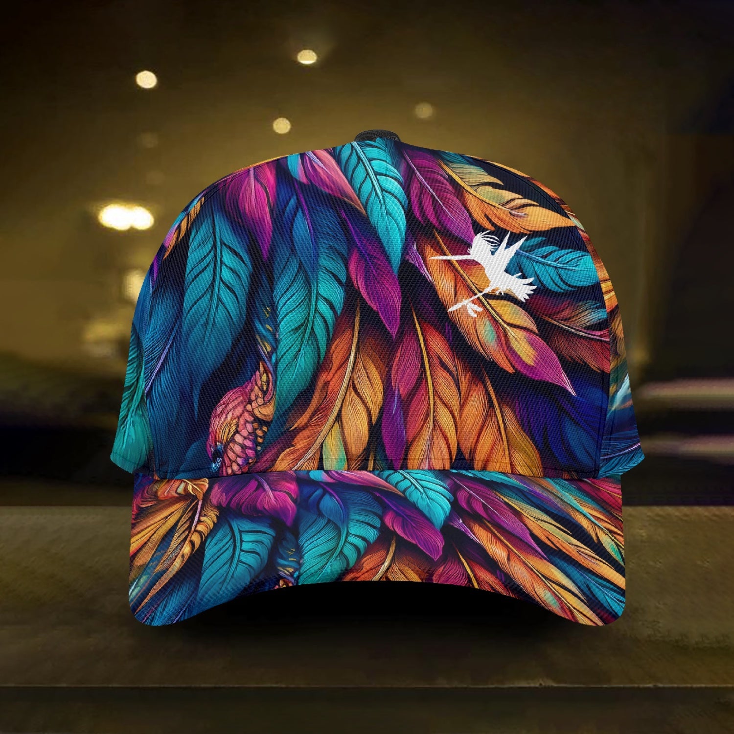 Canvas Colorful Feathers Hat